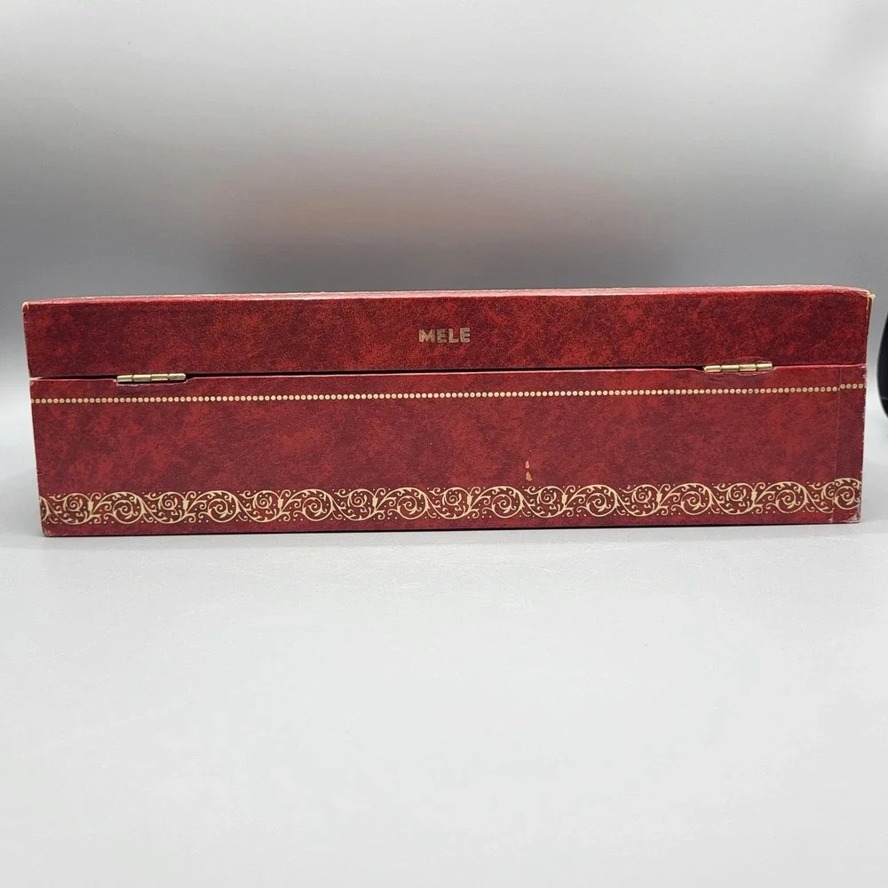 Vintage Mele Jewelry Box Womens Red Tiered Faux Leather Gold Filigree AS IS